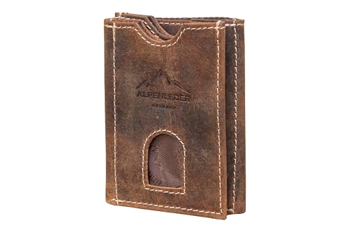 Alpenleder Portmonee - Pocket (Handgefertigt) - Nachhaltiges Bio-Leder aus regionaler Landwirtschaft | Kartenetui, Iclip, Portmonee Damen & Herren klein *Fair Produziert* (10,5x6x1,5cm) (Old Havanna) von Alpenleder