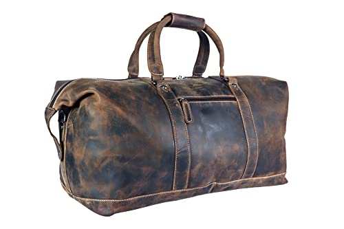 Alpenleder Reisetasche - ALABAMA (Handgefertigt) - Nachhaltiges Bio-Leder aus regionaler Landwirtschaft | Mit Schultergurt, Reisetaschen Damen & Herren *Fair Produziert* (57.5x25x30cm 45L Old Havanna) von Alpenleder