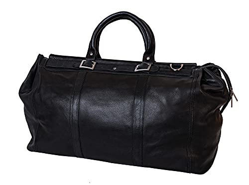 Alpenleder Reisetasche - Bologna (Handgefertigt) - Nachhaltiges Bio-Leder aus regionaler Landwirtschaft | Weekender, Reisetaschen Damen & Herren Leder *Fair Produziert* (60x30x27.5cm, 50L, Schwarz) von Alpenleder