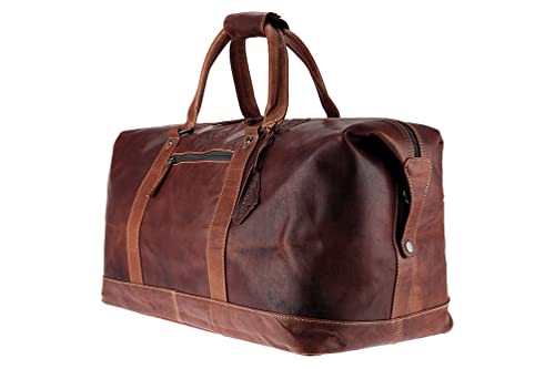 Alpenleder Reisetasche - Alabama (Handgefertigt) - Nachhaltiges Bio-Leder aus regionaler Landwirtschaft | Reisetaschen Damen & Herren mit Schultergurt *Fair Produziert* (57.5x25x30cm, 45L, Brandy) von Alpenleder