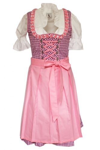 Alpenmärchen, 3 TLG. Dirndl-Set - Trachtenkleid, Bluse, Schürze, Gr.38, lila-rosa, ALM-EF402 von Alpenmärchen