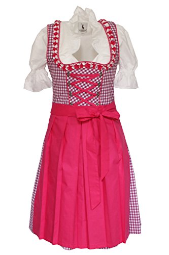 Alpenmärchen, 3 TLG. Dirndl-Set - Trachtenkleid, Bluse, Schürze, Gr.42, lila-pink, ALM-EF404 von Alpenmärchen