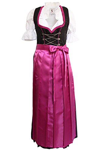 Alpenmärchen, 3tlg. Dirndl-Set - Trachtenkleid, Bluse, Schürze, Gr. 36, schwarz-Beere - ALM505 von Alpenmärchen