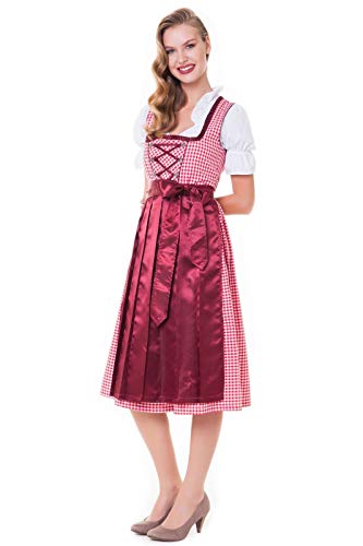 Alpenmärchen, 3tlg. Dirndl-Set - Trachtenkleid, Bluse, Schürze, Gr.34, rot, ALM786 von Alpenmärchen