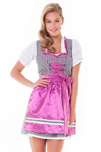 Alpenmärchen, 3tlg. Dirndl-Set - Trachtenkleid, Bluse, Schürze, Gr.34, schwarz-lila- ALM3083 von Alpenmärchen