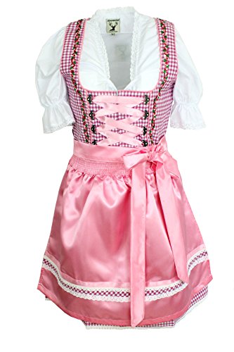 Alpenmärchen, 3tlg. Dirndl-Set - Trachtenkleid, Bluse, Schürze, Gr.36, Fuchsia-rosa- ALM3024 von Alpenmärchen