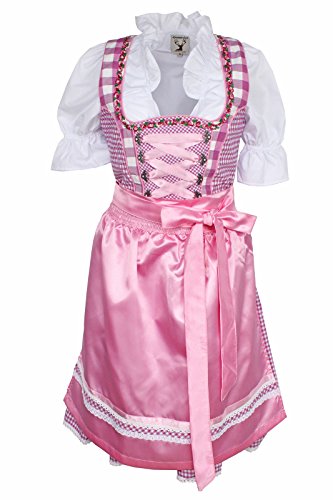 Alpenmärchen, 3tlg. Dirndl-Set - Trachtenkleid, Bluse, Schürze, Gr.40, lila-rosa, ALM3036 von Alpenmärchen