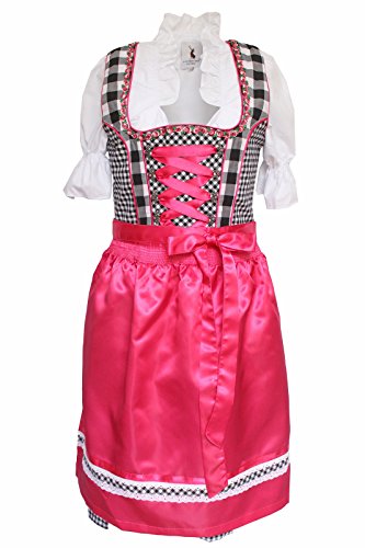 Alpenmärchen, 3tlg. Dirndl-Set - Trachtenkleid, Bluse, Schürze, Gr.42, schwarz-Fuchsia, ALM3066 von Alpenmärchen