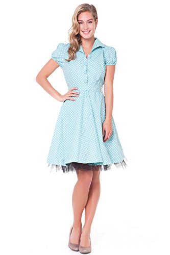 Alpenmärchen, Rockabilly Kleid Petticoat 50er Jahre Tanzkleid Retro Vintage Polka Dots, kleine Punkte, Mint, Gr. 48, RB011 von Alpenmärchen