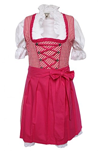 Alpenmärchen 3tlg. Dirndl-Set - Trachtenkleid, Bluse, Schürze, Gr.40, Fuchsia-Fuchsia, ALM011 von Alpenmärchen