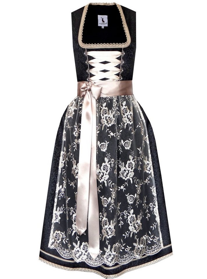 Alpenmärchen Dirndl Langes Dirndl Larissa in schwarz und creme - ALM662L von Alpenmärchen