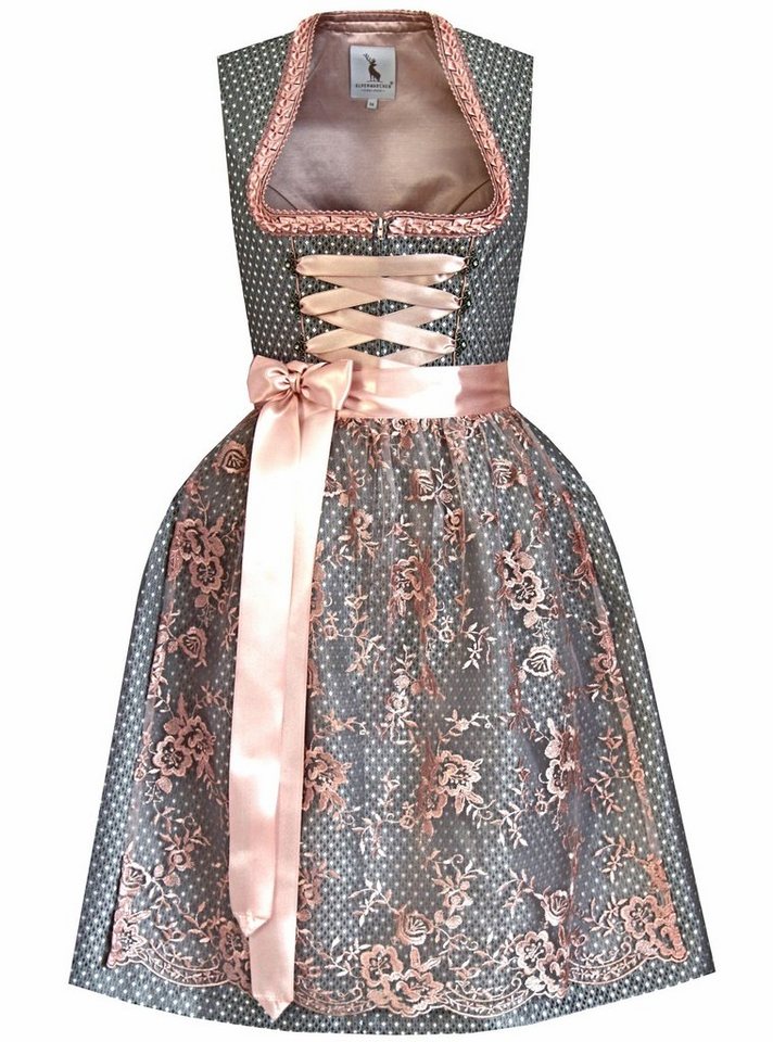 Alpenmärchen Dirndl Dirndl Tilda in grau und rosa - ALM789 von Alpenmärchen