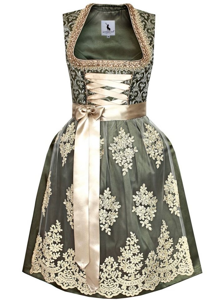Alpenmärchen Dirndl Dirndl Johanna in grün und creme - ALM909 von Alpenmärchen