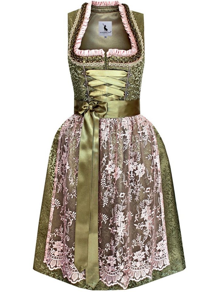 Alpenmärchen Dirndl Dirndl Florentina in Grün und Rosa - ALM945 von Alpenmärchen