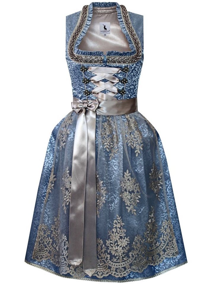 Alpenmärchen Dirndl Dirndl Stella in Blau und Silber - ALM960 von Alpenmärchen