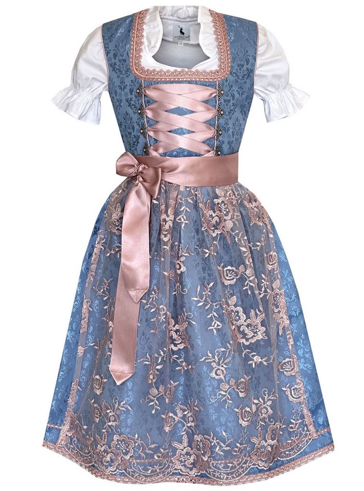 Alpenmärchen Dirndl Kinderdirndl Elaine in Blau - ALM-K1046 von Alpenmärchen
