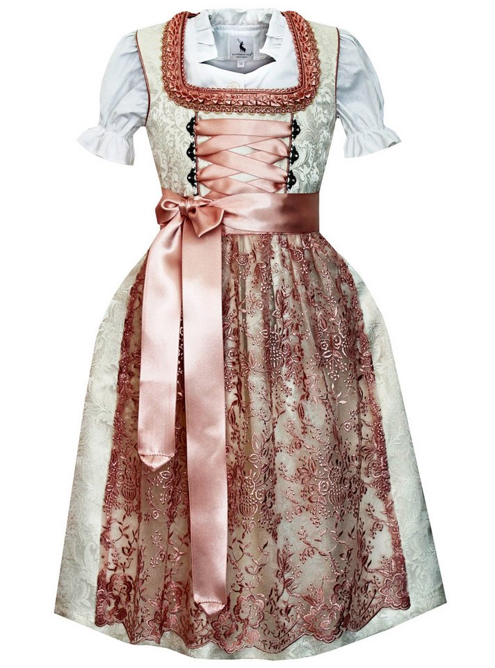Alpenmärchen Dirndl Kinderdirndl Juna in Weiß und Rosa - ALM-K802 von Alpenmärchen