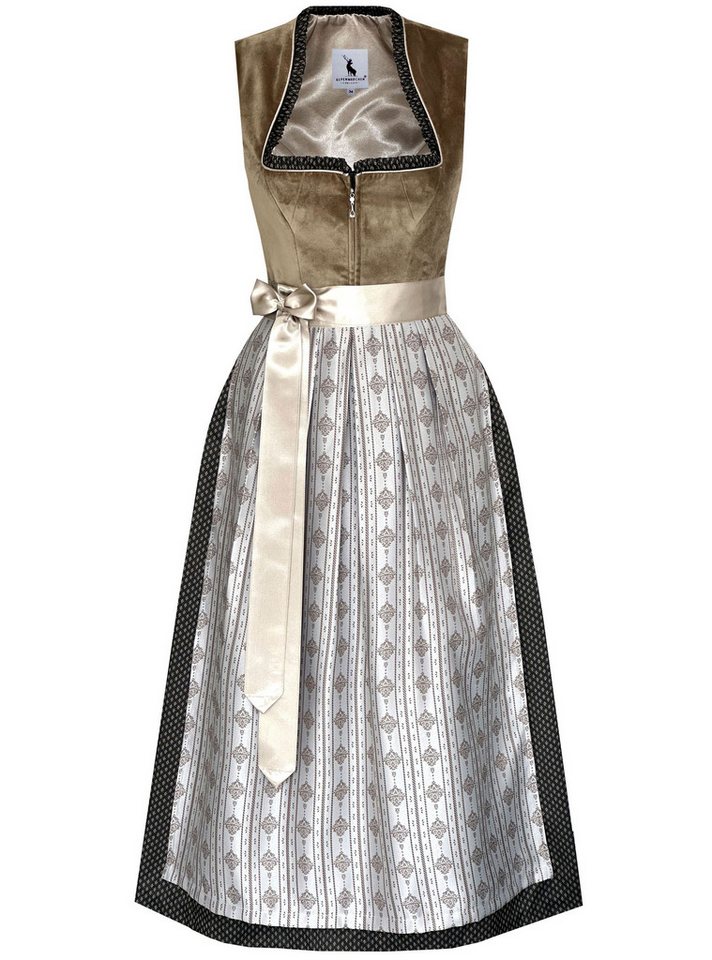 Alpenmärchen Dirndl Langes Dirndl Adele in braun - ALM1030 von Alpenmärchen