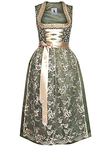 Alpenmärchen Langes Dirndl Daliah aus Exklusiver Kollektion inkl. Spitzenschürze Gr.40 - ALM913 von Alpenmärchen