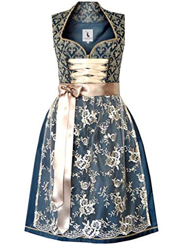 Alpenmärchen Midi Dirndl Belle aus Exklusiver Kollektion inkl. Spitzenschürze Gr.46 - ALM660 von Alpenmärchen