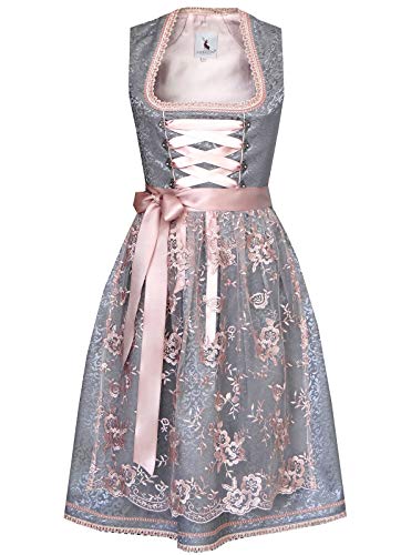 Alpenmärchen Midi Dirndl aus Exklusiver Kollektion inkl. Spitzenschürze Gr.32 - ALM566 von Alpenmärchen