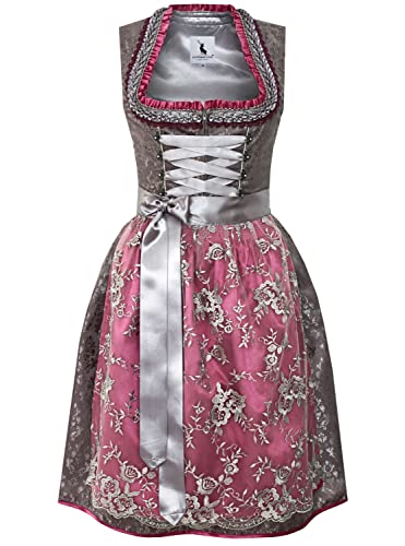 Alpenmärchen Midi Dirndl aus Exklusiver Kollektion inkl. Spitzenschürze Gr.32 - ALM904 von Alpenmärchen