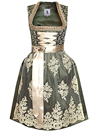 Alpenmärchen Midi Dirndl aus Exklusiver Kollektion inkl. Spitzenschürze Gr.32 - ALM909 von Alpenmärchen