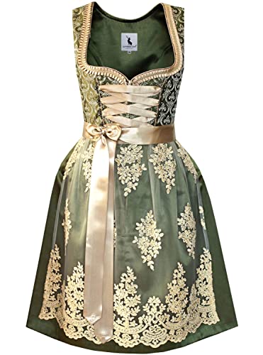 Alpenmärchen Midi Dirndl aus Exklusiver Kollektion inkl. Spitzenschürze Gr.32 - ALM915 von Alpenmärchen