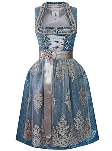 Alpenmärchen Midi Dirndl aus Exklusiver Kollektion inkl. Spitzenschürze Gr.32 - ALM993 von Alpenmärchen