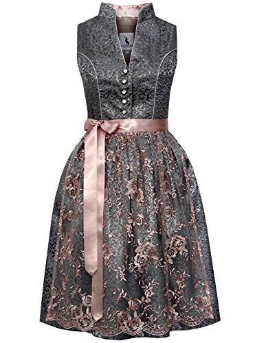 Alpenmärchen Midi Dirndl aus Exklusiver Kollektion inkl. Spitzenschürze Gr.34 - ALM663 von Alpenmärchen