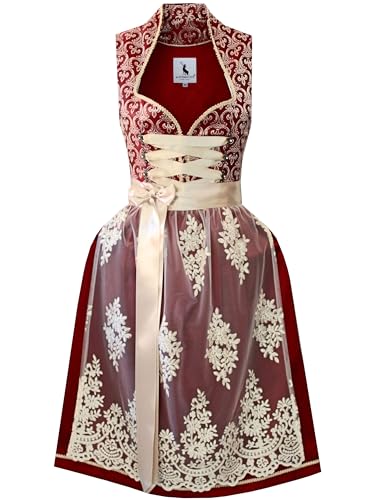 Alpenmärchen Midi Dirndl aus Exklusiver Kollektion inkl. Spitzenschürze Gr.34 - ALM989 von Alpenmärchen