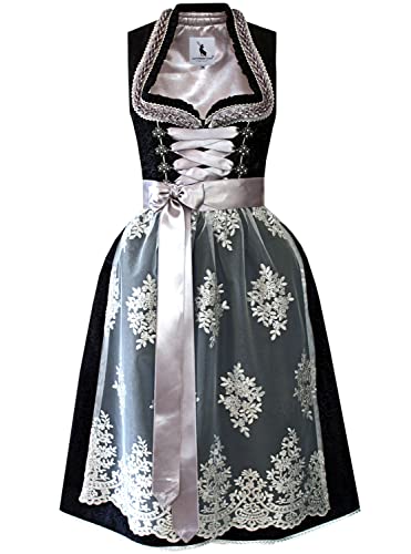 Alpenmärchen Midi Dirndl aus Exklusiver Kollektion inkl. Spitzenschürze Gr.36 - ALM980 von Alpenmärchen