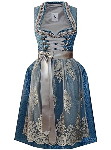 Alpenmärchen Midi Dirndl aus Exklusiver Kollektion inkl. Spitzenschürze Gr.36 - ALM994 von Alpenmärchen