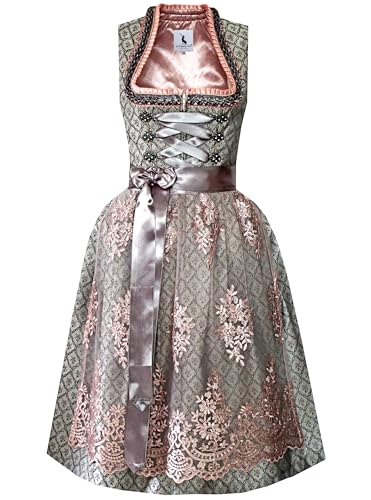 Alpenmärchen Midi Dirndl aus Exklusiver Kollektion inkl. Spitzenschürze Gr.38 - ALM963 von Alpenmärchen