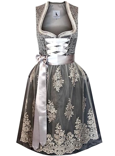 Alpenmärchen Midi Dirndl aus Exklusiver Kollektion inkl. Spitzenschürze Gr.38 - ALM997 von Alpenmärchen