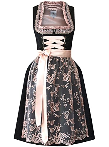 Alpenmärchen Midi Dirndl aus Exklusiver Kollektion inkl. Spitzenschürze Gr.40 - ALM679-S von Alpenmärchen