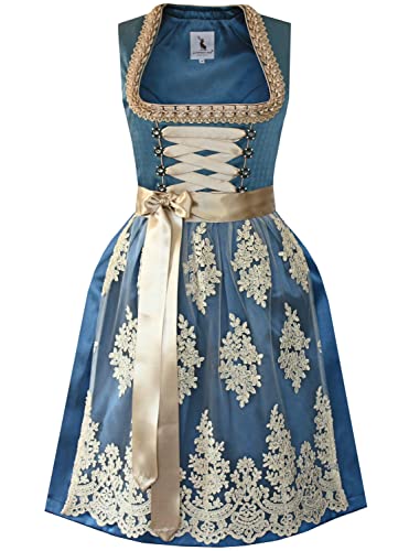 Alpenmärchen Midi Dirndl aus Exklusiver Kollektion inkl. Spitzenschürze Gr.40 - ALM808 von Alpenmärchen