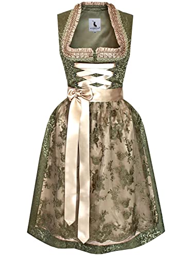 Alpenmärchen Midi Dirndl aus Exklusiver Kollektion inkl. Spitzenschürze Gr.40 - ALM946 von Alpenmärchen