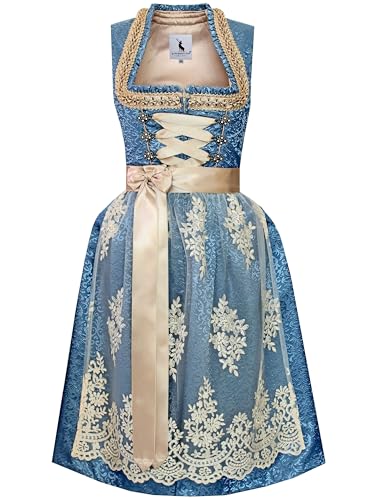 Alpenmärchen Midi Dirndl aus Exklusiver Kollektion inkl. Spitzenschürze Gr.40 - ALM992 von Alpenmärchen