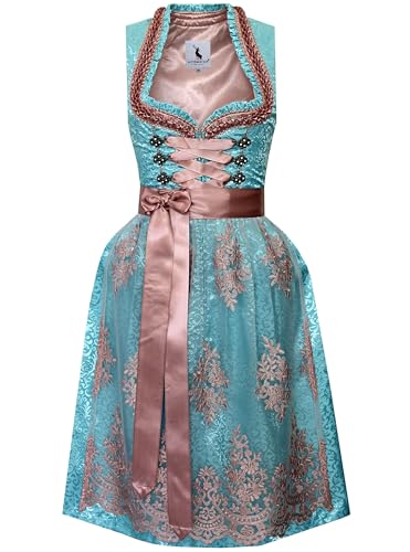Alpenmärchen Midi Dirndl aus Exklusiver Kollektion inkl. Spitzenschürze Gr.40 - ALM995 von Alpenmärchen