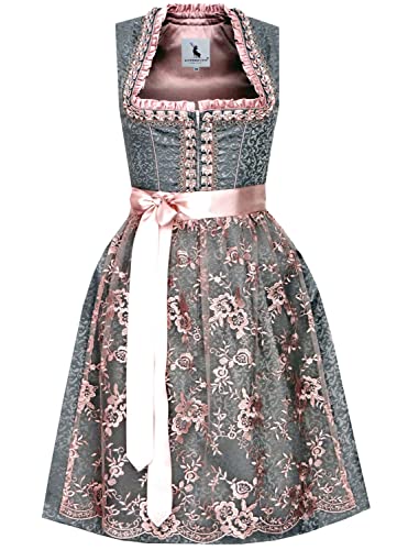 Alpenmärchen Midi Dirndl aus Exklusiver Kollektion inkl. Spitzenschürze Gr.42 - ALM779 von Alpenmärchen