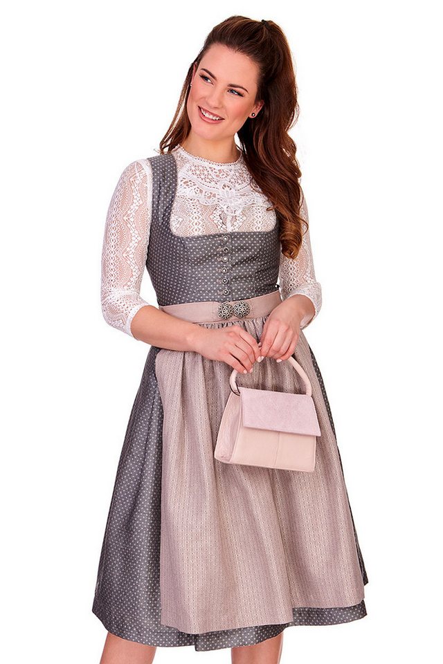 Alpenwahnsinn Dirndl Midi Dirndl 2tlg. - JOSEFINE - grau/taupe von Alpenwahnsinn