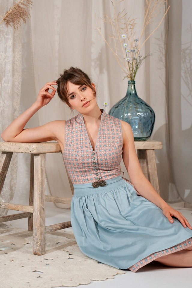Alpenwahnsinn Dirndl Retro Dirndl 2tlg. - GINETTA - altrosa/helltürkis von Alpenwahnsinn