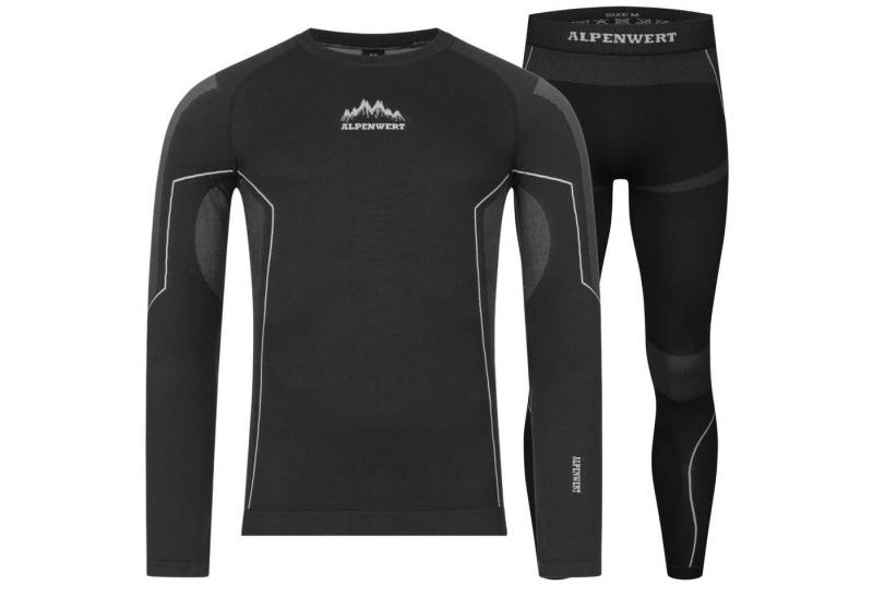 Alpenwert Thermounterhemd Thermounterwäsche Set Herren – mit Daumenloch wärmend & atmungsaktiv (Set, 1) ideal für Wintersportaktivitäten, atmungsaktiv mit Daumenloch von Alpenwert