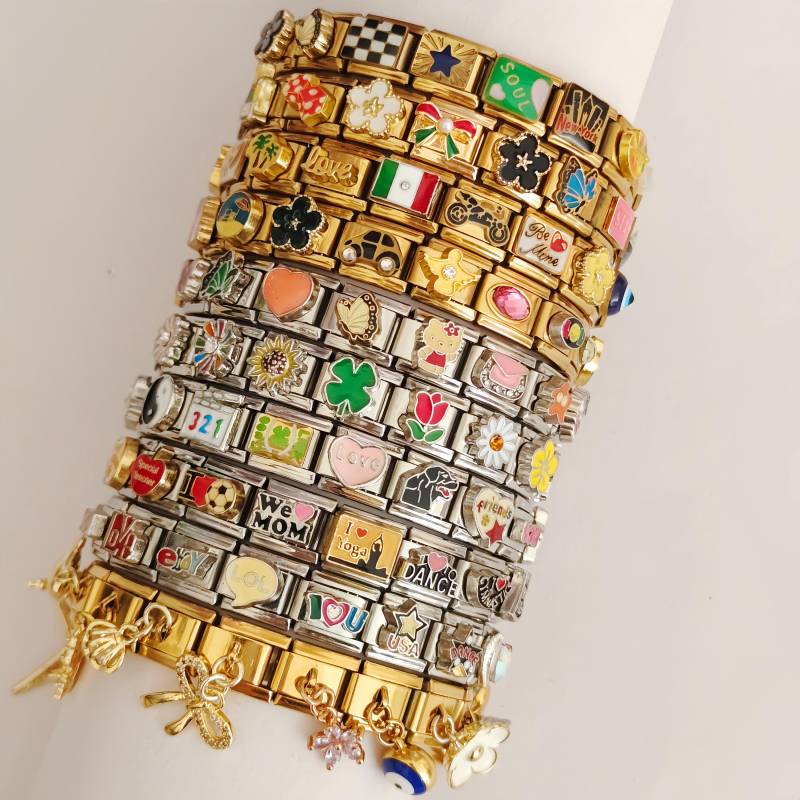 Custom Gold Silver Italian Charm Bracelet, Personalized Charm, Bracelet , Christmas Gift For Her von AlpersAuthentic