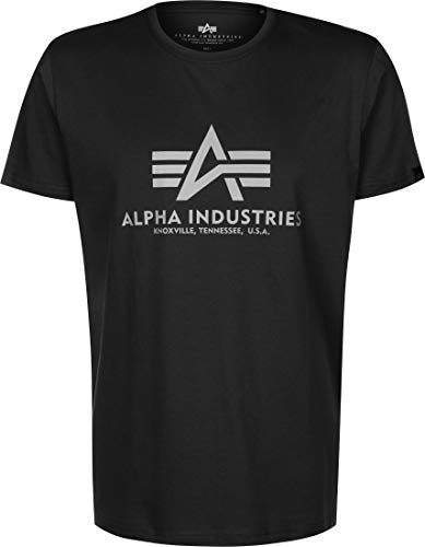 ALPHA INDUSTRIES Herren Basic Reflective Print T-Shirt, Black, 3 XL von ALPHA INDUSTRIES