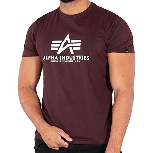 Alpha Industries Herren Basic T-Shirt, Deep Maroon, 56 von ALPHA INDUSTRIES