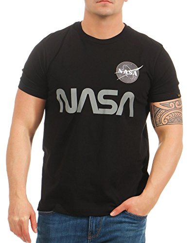 ALPHA INDUSTRIES Herren Shirt NASA Reflective schwarz XXL von ALPHA INDUSTRIES