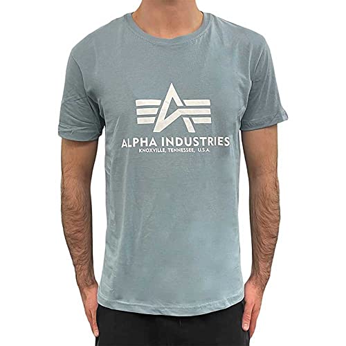 Alpha Industries Herren Camiseta Basic para Hombre Kurzarm Shirt, Greyblue, von ALPHA INDUSTRIES