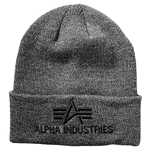 Alpha Industries 3D Beanie Strickmütze aus Acryl für Herren Charcoal Heather von Alpha Industries